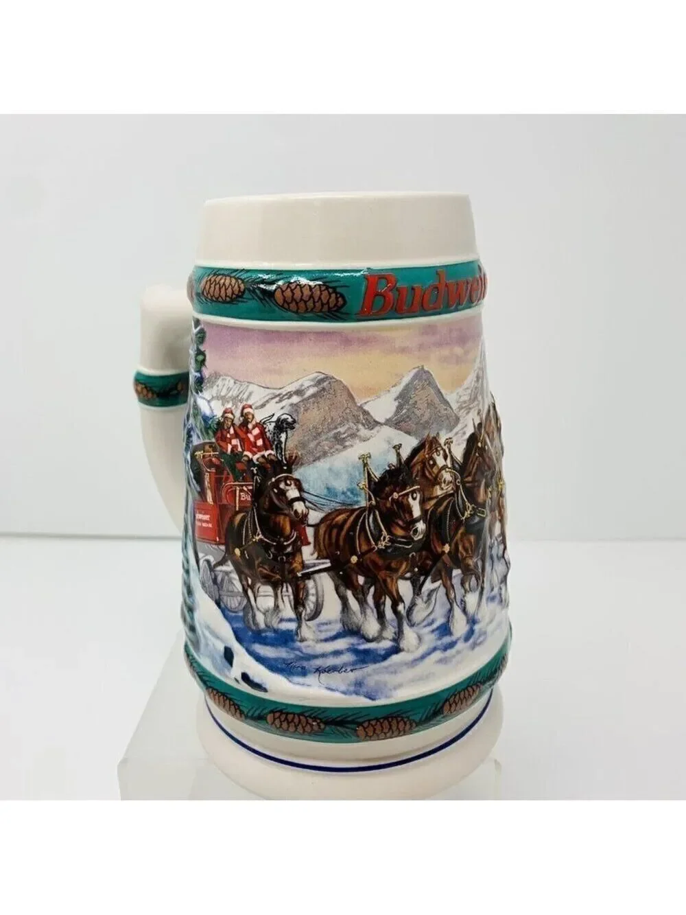 Anheuser Busch BUDWEISER BEER STEIN 3D 1993 Special Delivery Clydesdale Holiday